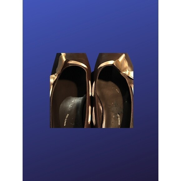 KENNETH COLE REACTION Pointed Toe Dress Flats W/Ribbon, Brown/Yellow, 11, NWOB - Picture 8 of 8